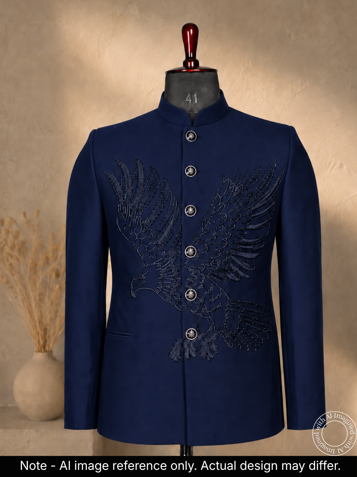 The Riwaayat - Unstitched Navy Blue Jodhpuri Jacket Fabric For Men 22201