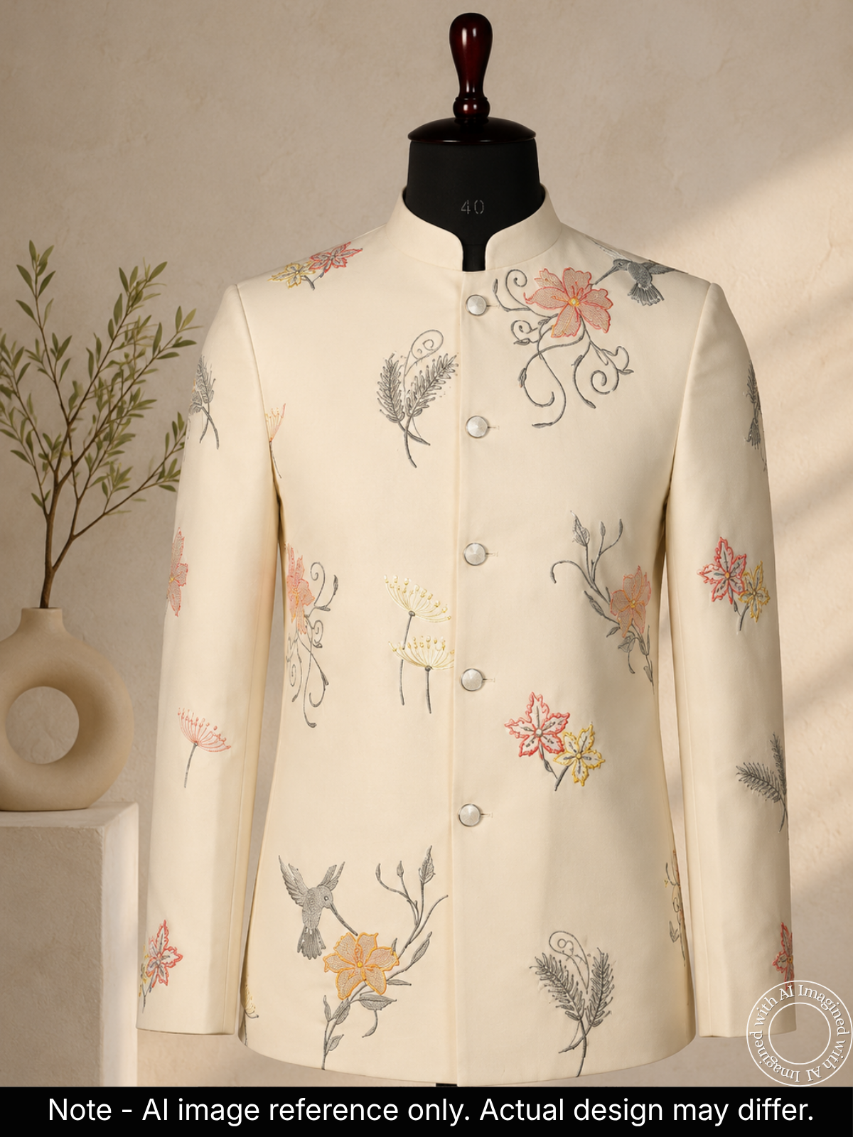 The Riwaayat - Unstitched Off White Jodhpuri Jacket Fabric For Men 22204