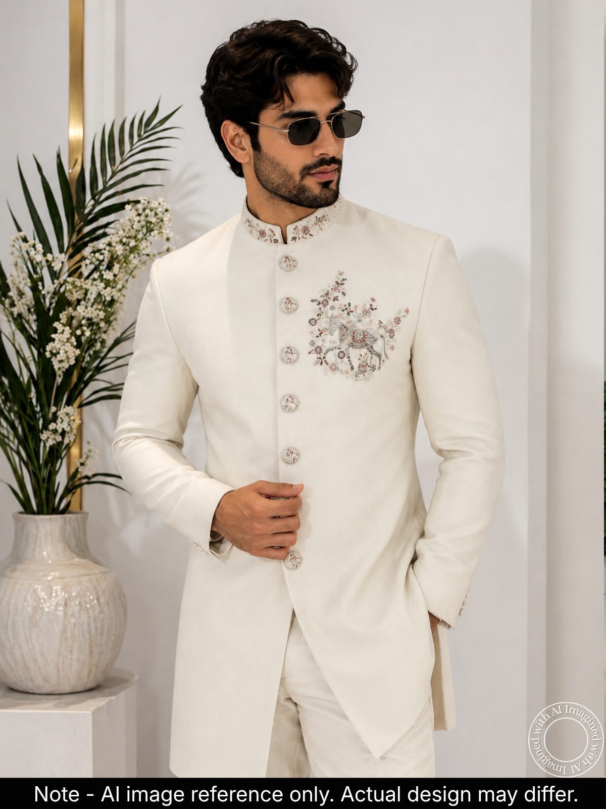 The Riwaayat -A Unstitched Off White Jodhpuri Jacket Fabric For Men 22205