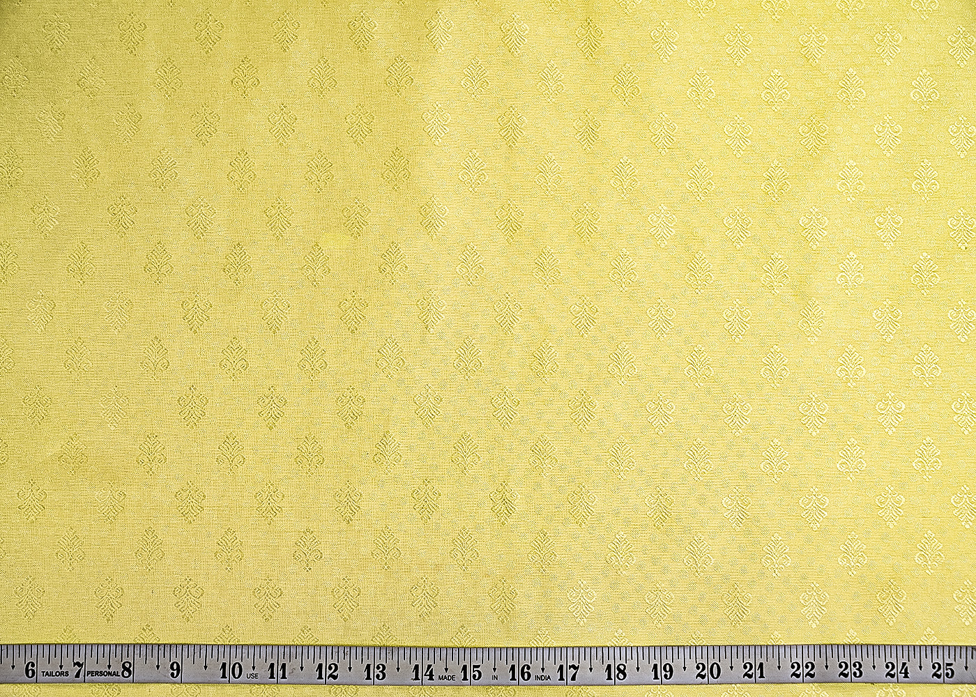 Yellow Banarasi Brocade Fabric With All Over Self Work 22219