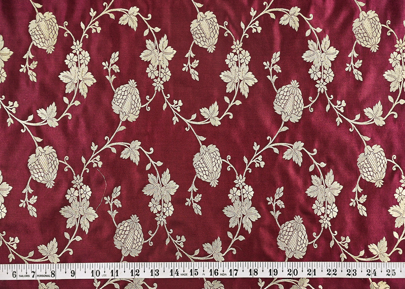 Wine-Banarasi-Brocade-Fabric-With-All-Over-Zari-Handloom-22230-measurement-view