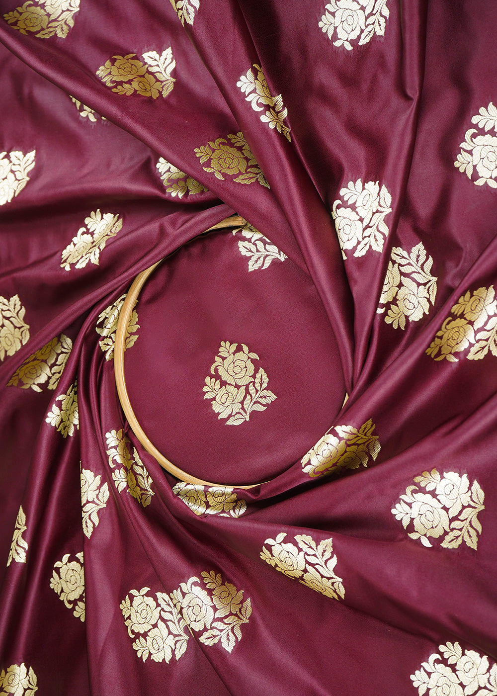 Wine-Banarasi-Brocade-Fabric-With-Allover-Golden-Zari-Handloom-22234-close-view