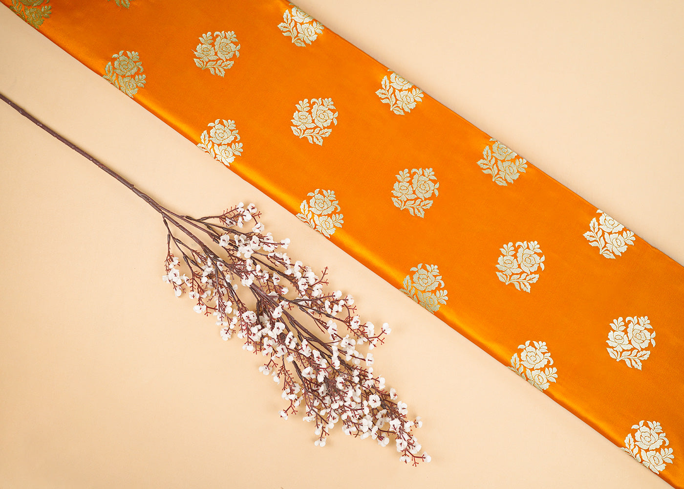 Mustard-Banarasi-Brocade-Fabric-With-Allover-Golden-Zari-Handloom-22235