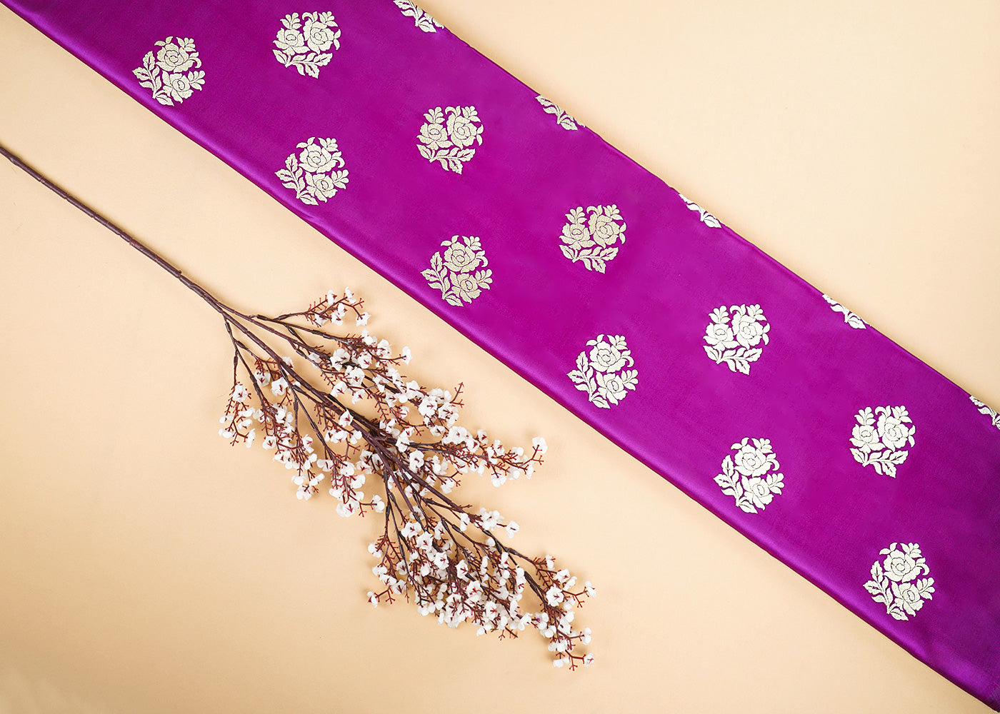 Purple-Banarasi-Brocade-Fabric-With-Allover-Golden-Zari-Handloom-22236