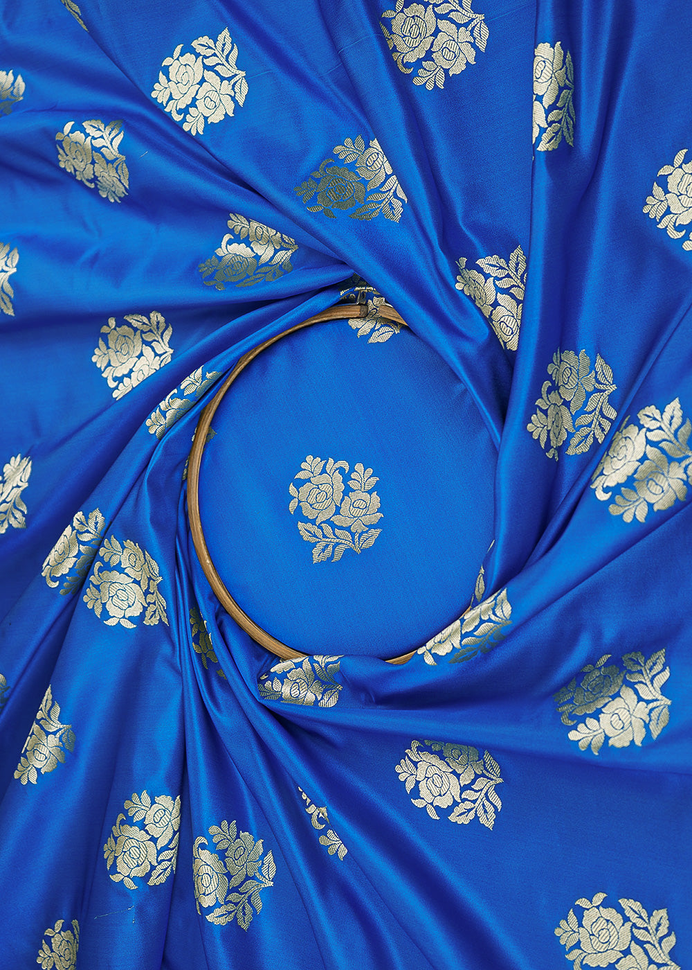 Blue-Banarasi-Brocade-Fabric-With-Allover-Golden-Zari-Handloom-22239-close-view