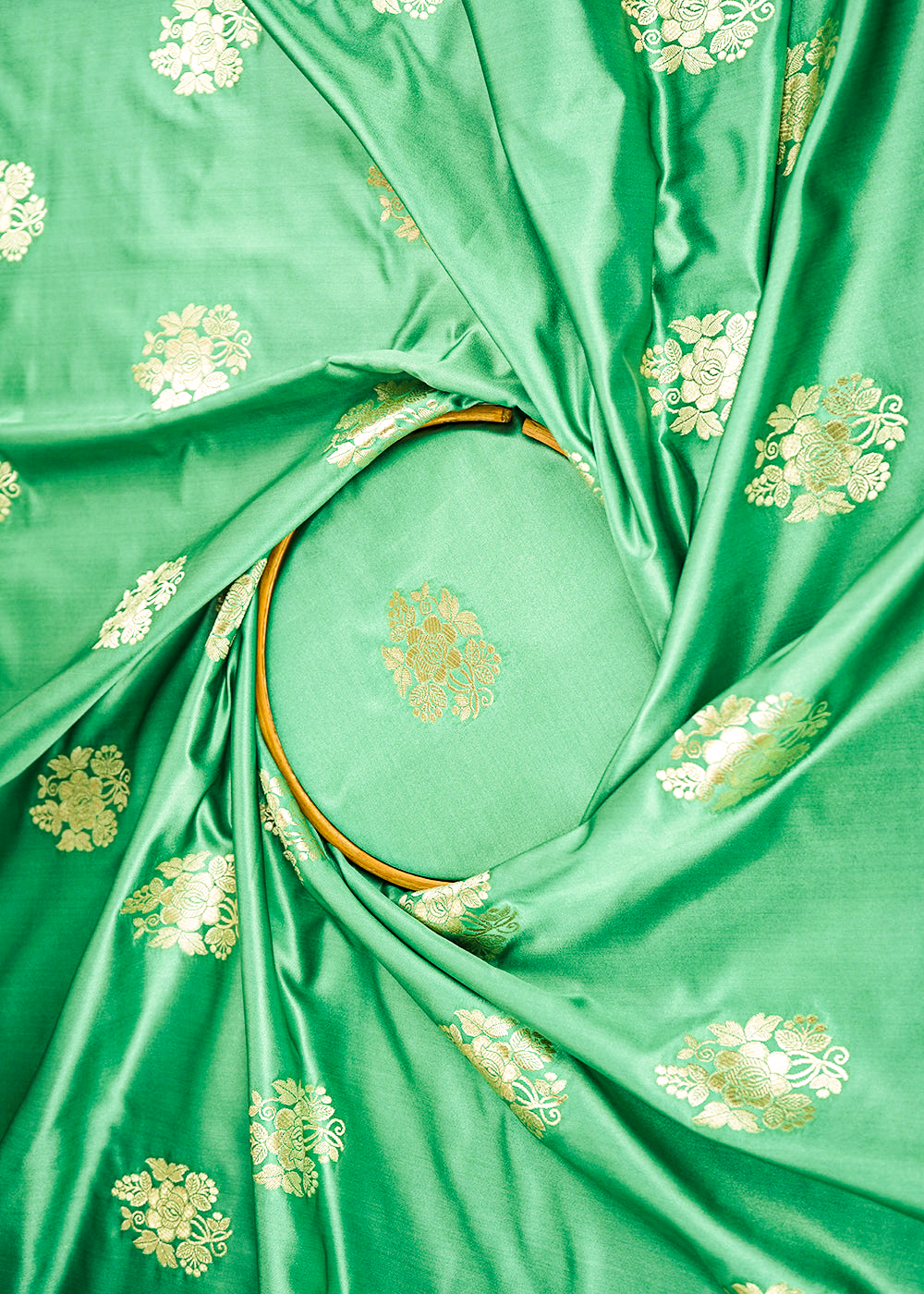 Mint-Green-Banarasi-Brocade-Fabric-With-All-Over-Golden-Zari-Handloom-22245-close-view