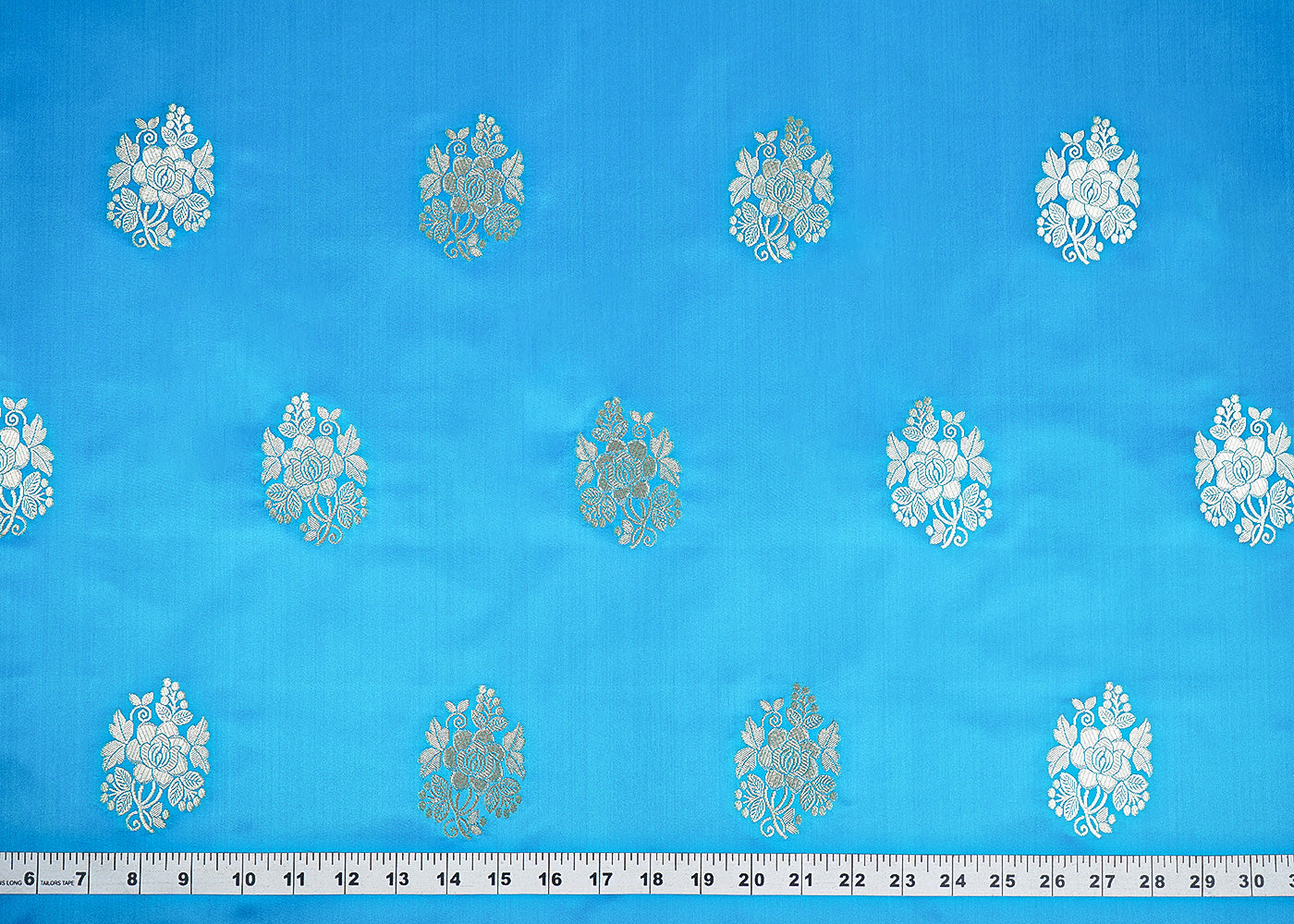 Sky-Blue-Banarasi-Brocade-Fabric-With-Allover-Golden-Zari-Handloom-22246-measurement-view