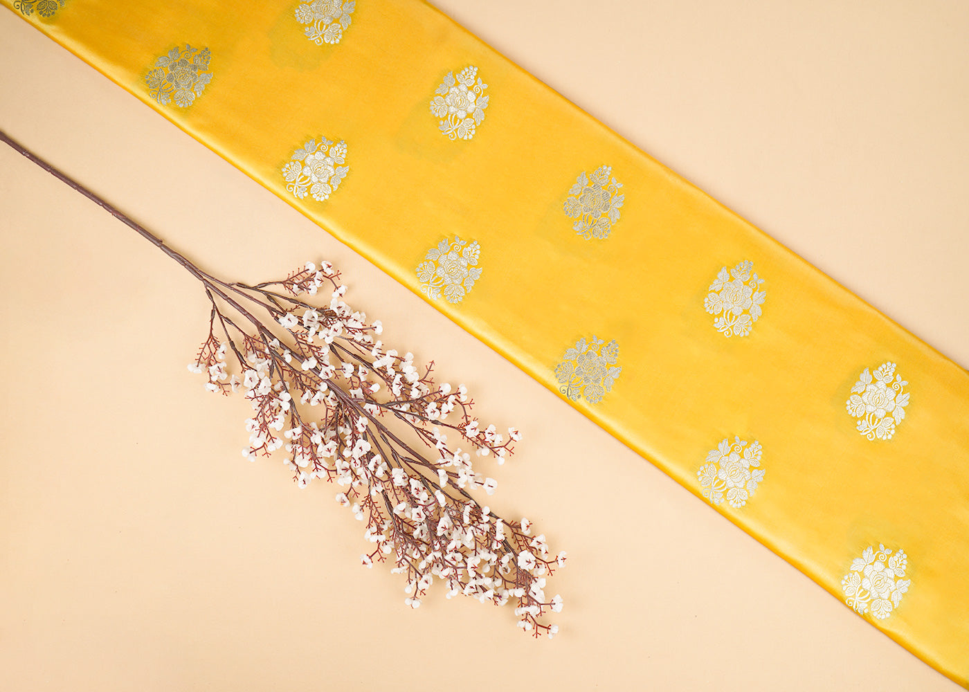 Yellow-Banarasi-Brocade-Fabric-With-Allover-Golden-Zari-Handloom-22247