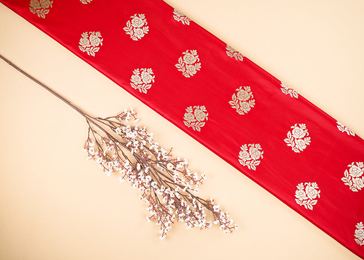 Red-Banarasi-Brocade-Fabric-With-Allover-Golden-Zari-Handloom-22250