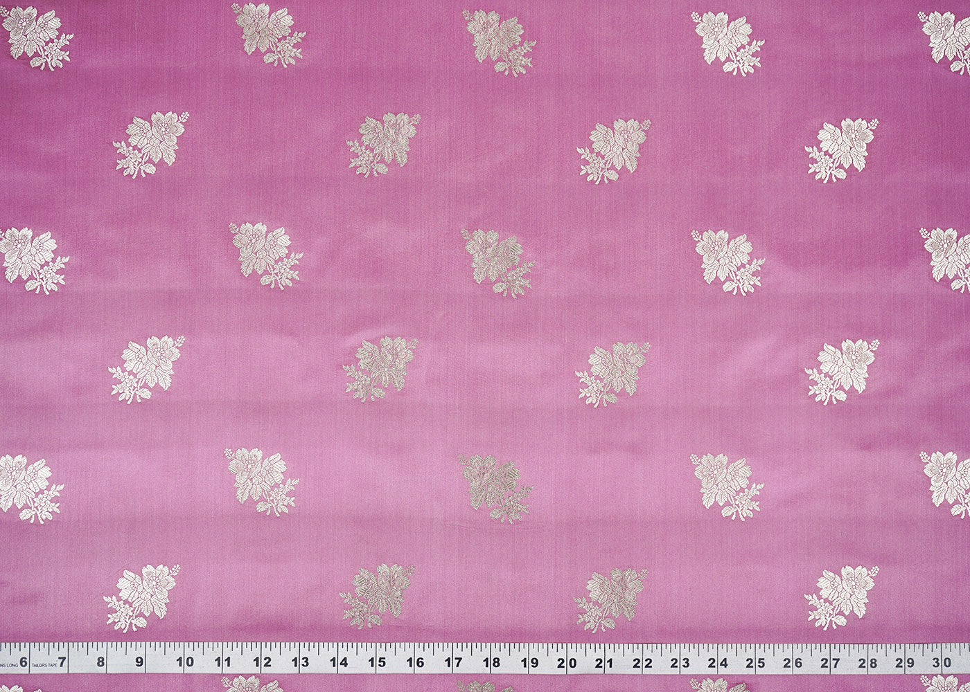 Onion Pink Banarasi Brocade Fabric With Allover Zari Handloom 22253