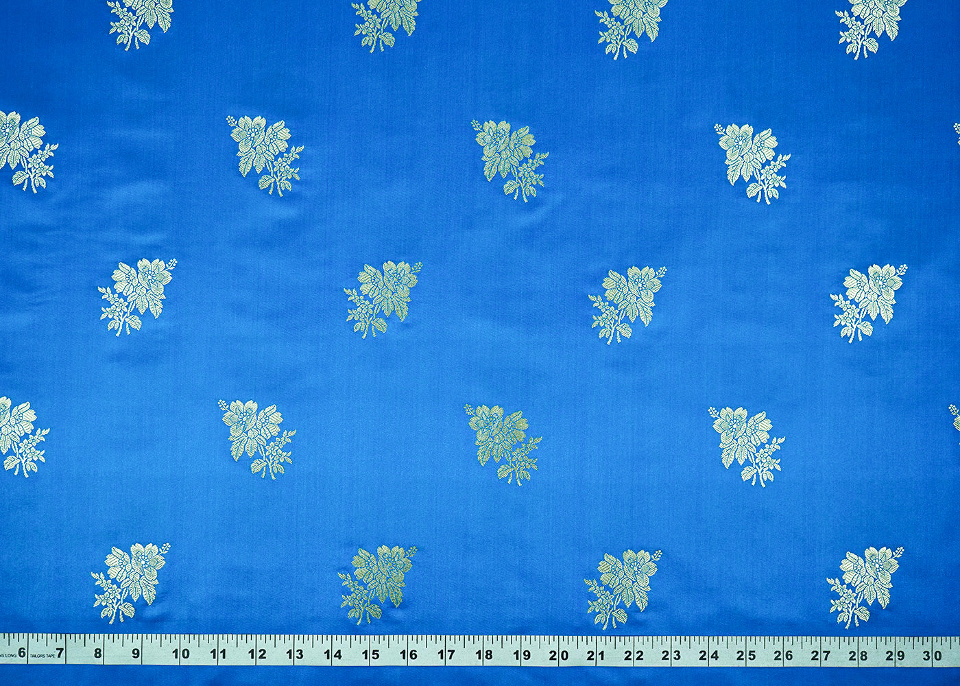 Dark Blue Banarasi Brocade Fabric With All Over Zari Handloom 22258