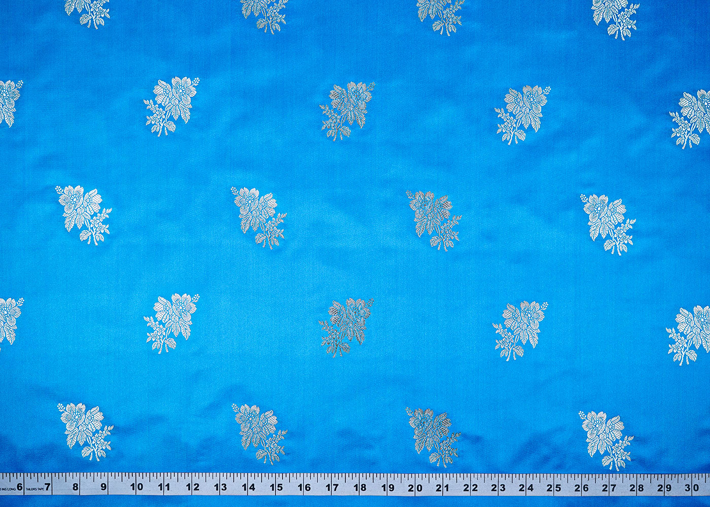 Blue Banarasi Brocade Fabric With Allover Zari Handloom 22267