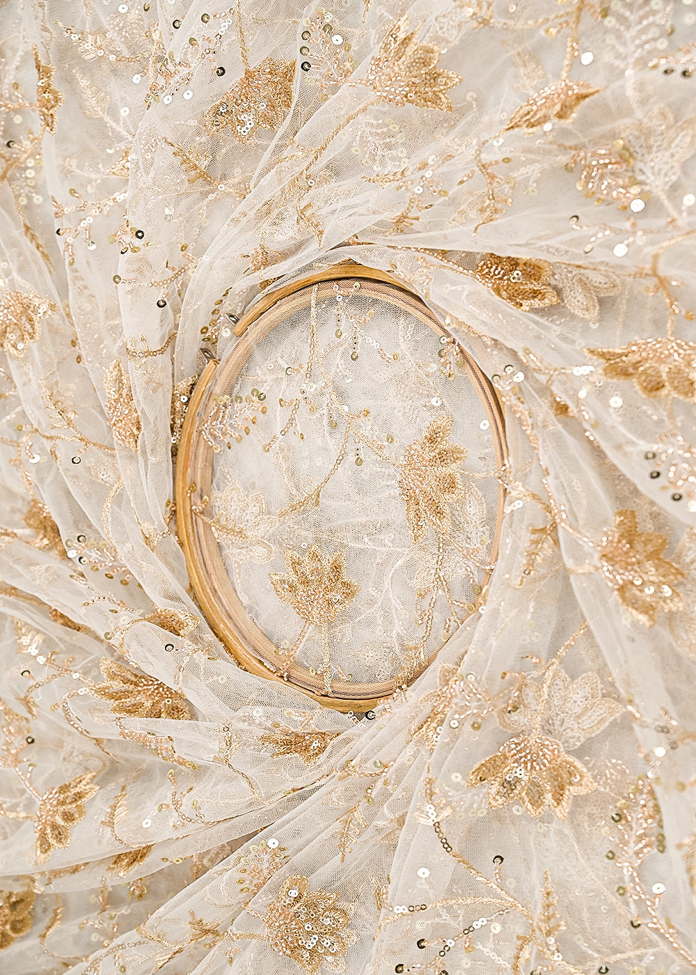 White-Dyeable-Net-Fabric-With-All-Over-Zari,-Beads,-Sequins-And-Katdana-Work-22274-close-view