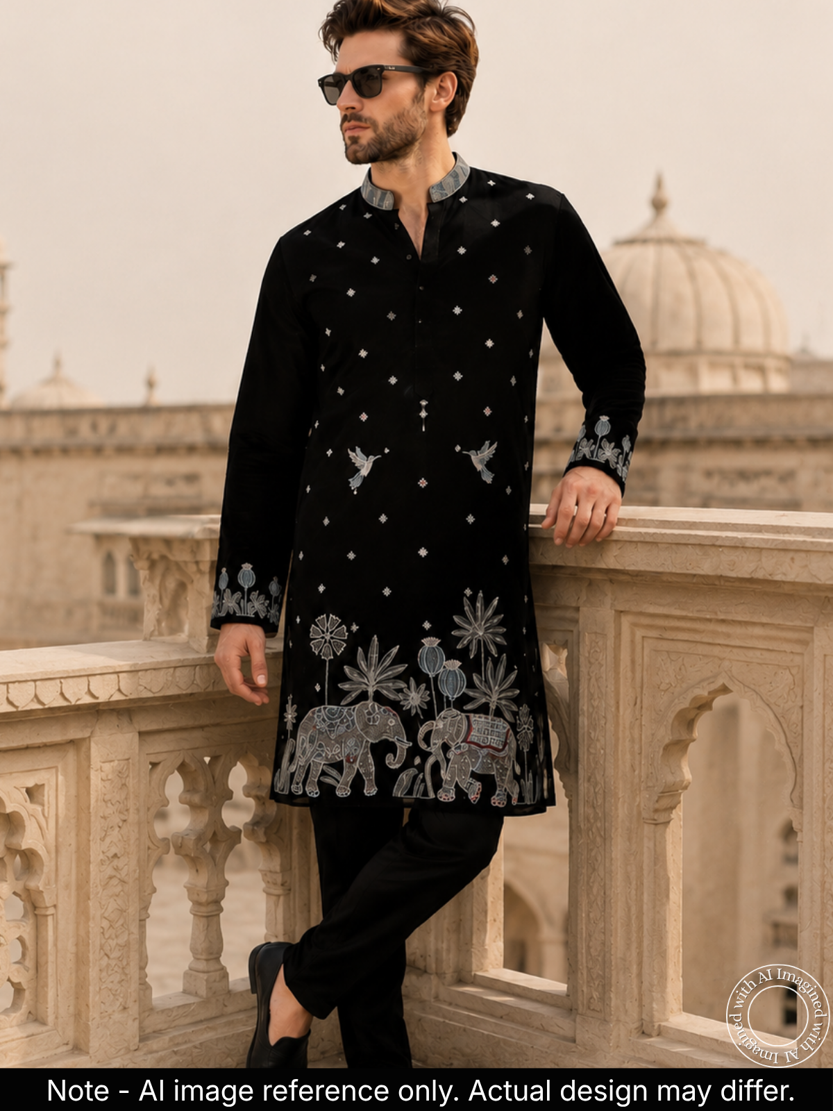 The Kohinoor - Unstitched Black Kurta Fabric For Men 22277