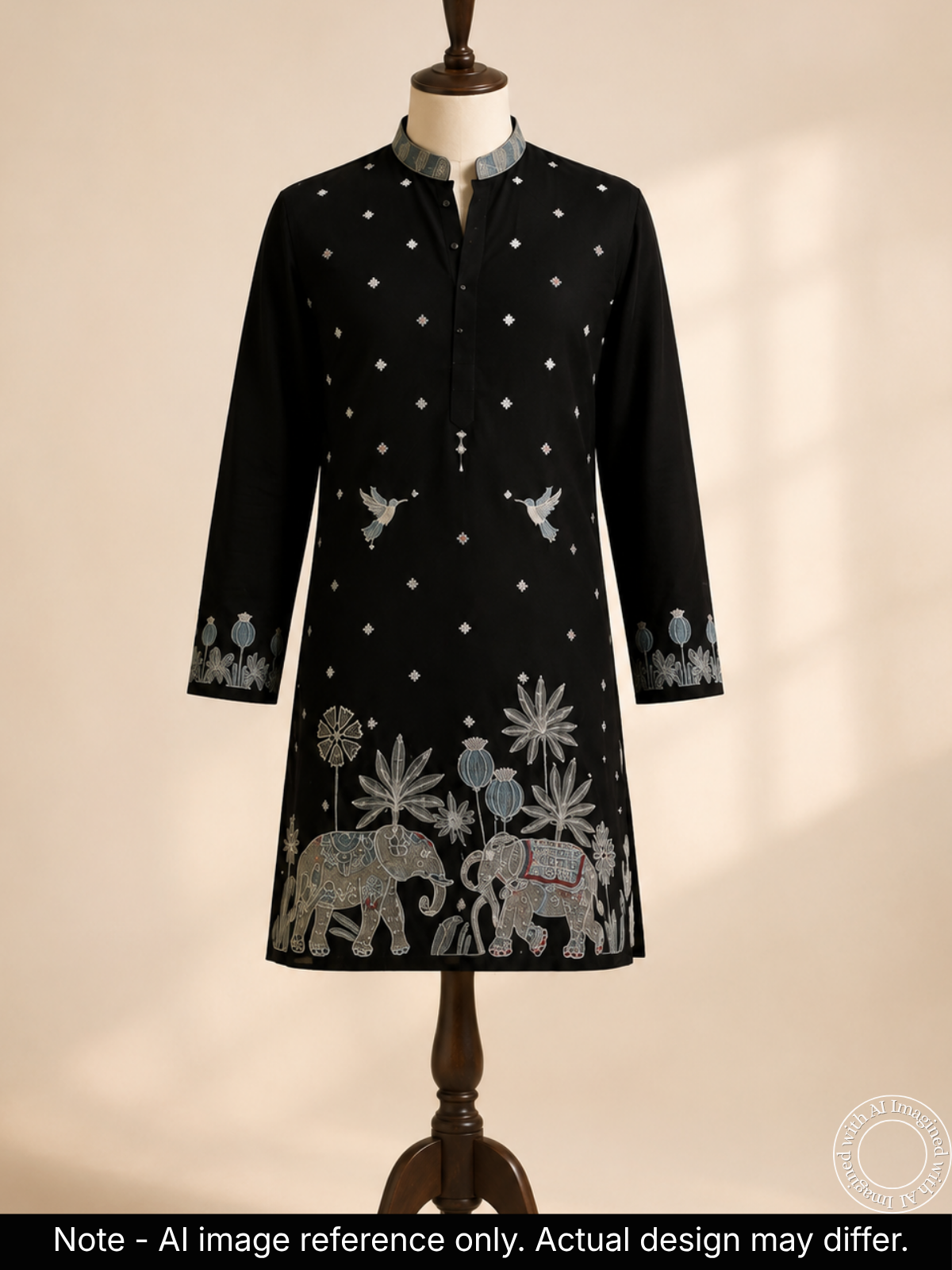 The Kohinoor - Unstitched Black Kurta Fabric For Men 22277