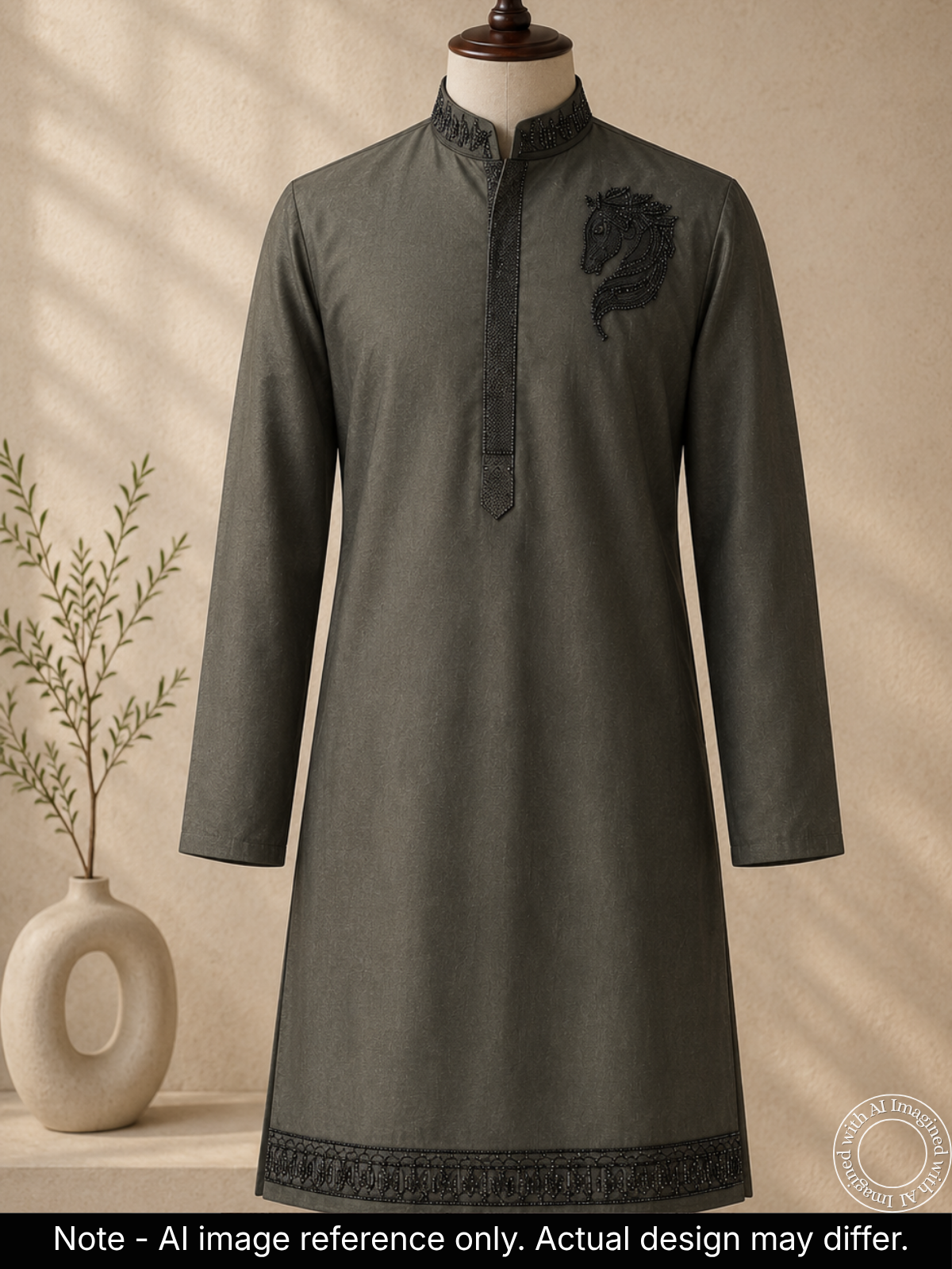 The Kohinoor - Unstitched Sage Green Kurta Fabric For Men 22281