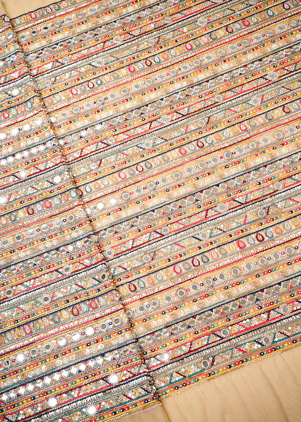 Golden-Net-Fabric-With-All-Over-Zari-Sequins-Bead-Faux-Mirror-Katdana-And-Multi-Color-Thread-Work-22283-full-fabric-view