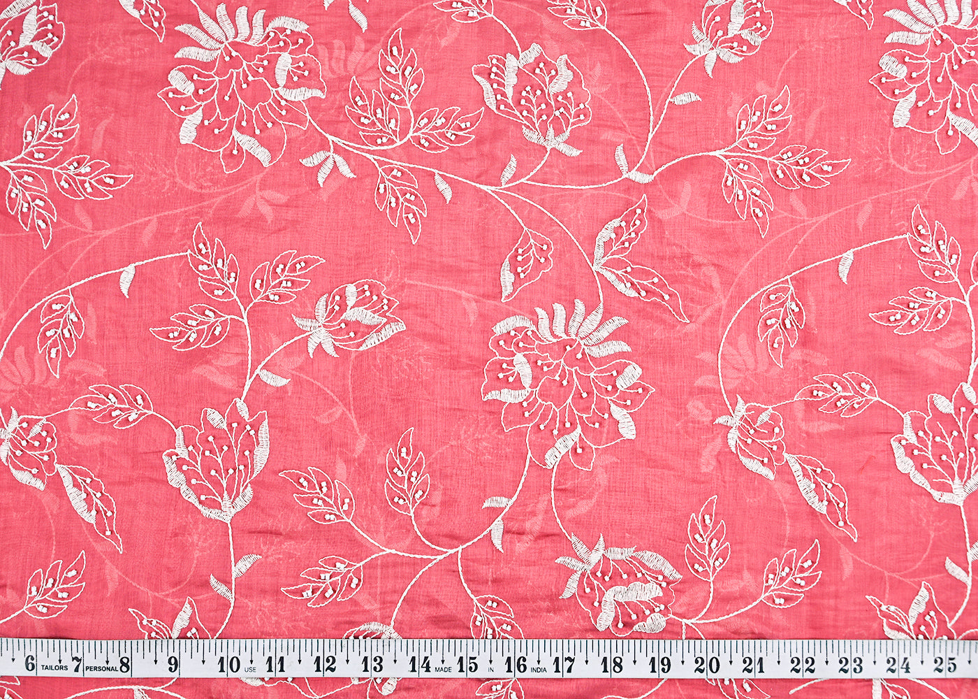 Pink Cotton Fabric With All Over Bead And Thread Work 22285