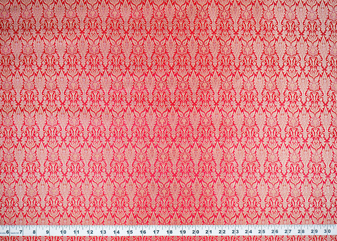 Red-Banarasi-Brocade-Fabric-With-Allover-Golden-Zari-Handloom-22290-measurement-view