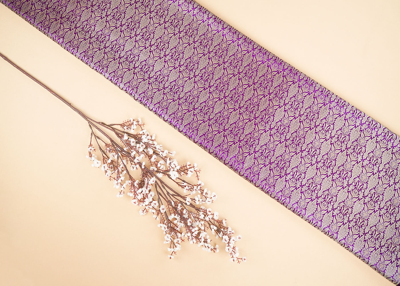 Purple-Banarasi-Brocade-Fabric-With-Allover-Golden-Zari-Handloom-22296