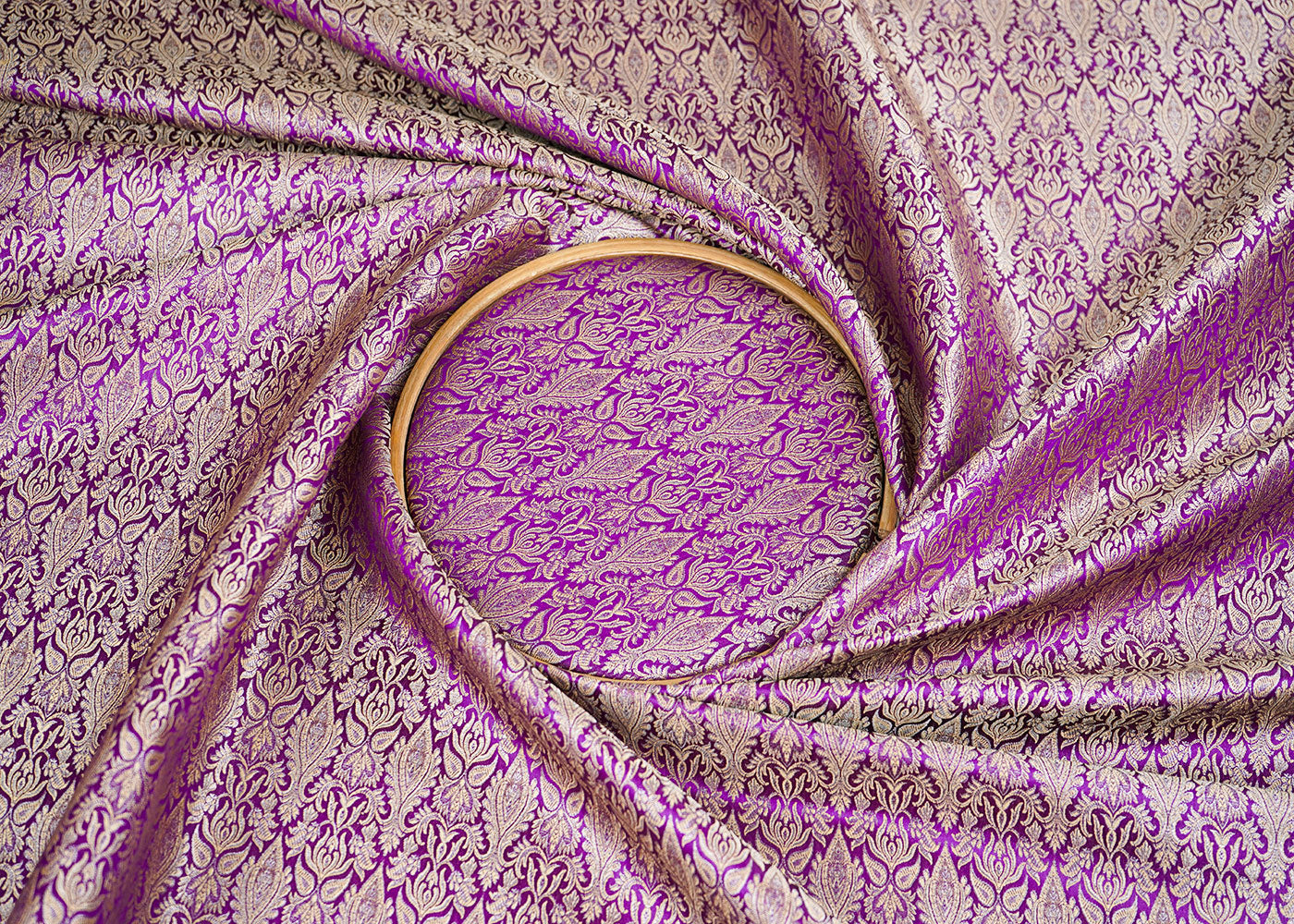 Purple-Banarasi-Brocade-Fabric-With-Allover-Golden-Zari-Handloom-22296-close-view