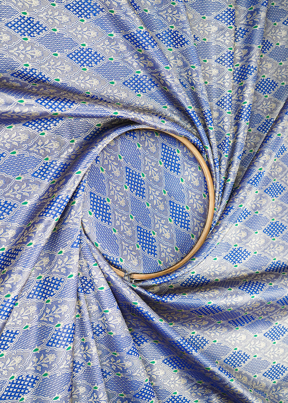 Royal-Blue-Banarasi-Brocade-Fabric-With-Allover-Thread-And-Golden-Zari-Handloom-22304-close-view
