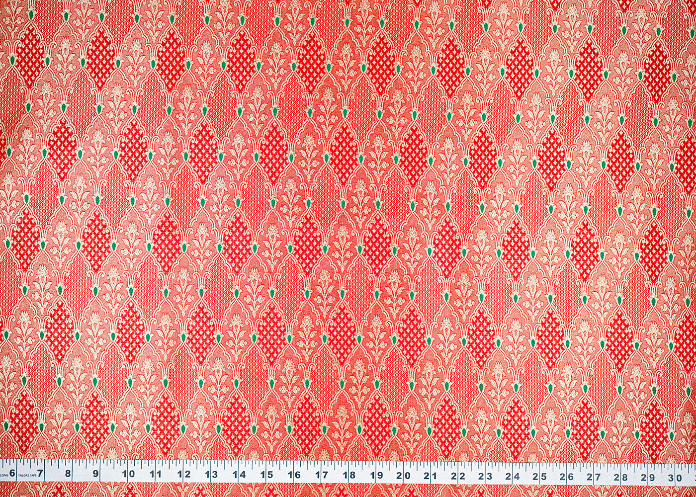 Red-Banarasi-Brocade-Fabric-With-Allover-Thread-And-Golden-Zari-Handloom-22305-measurement-view