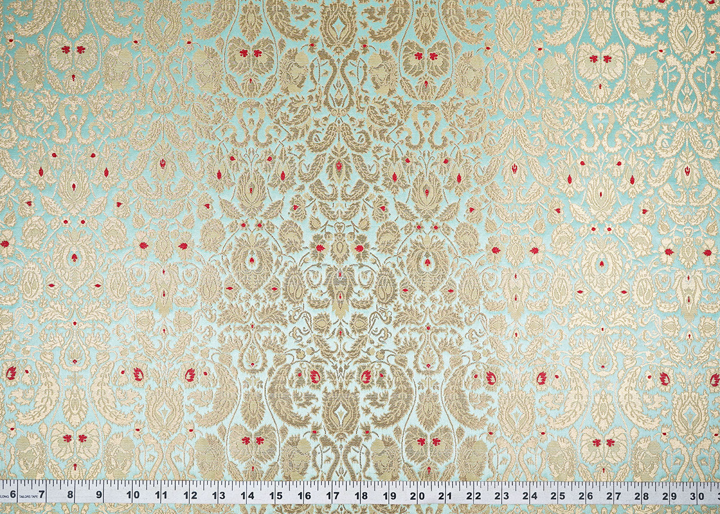 Sea-Blue-Banarasi-Brocade-Fabric-With-Allover-Thread-And-Zari-Handloom-22317-measurement-view