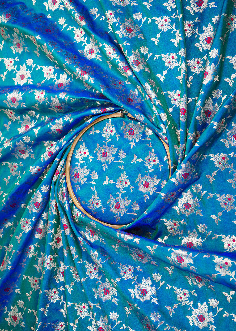 Royal-Blue-Banarasi-Brocade-Fabric-With-Allover-Zari-Handloom-22323-close-view