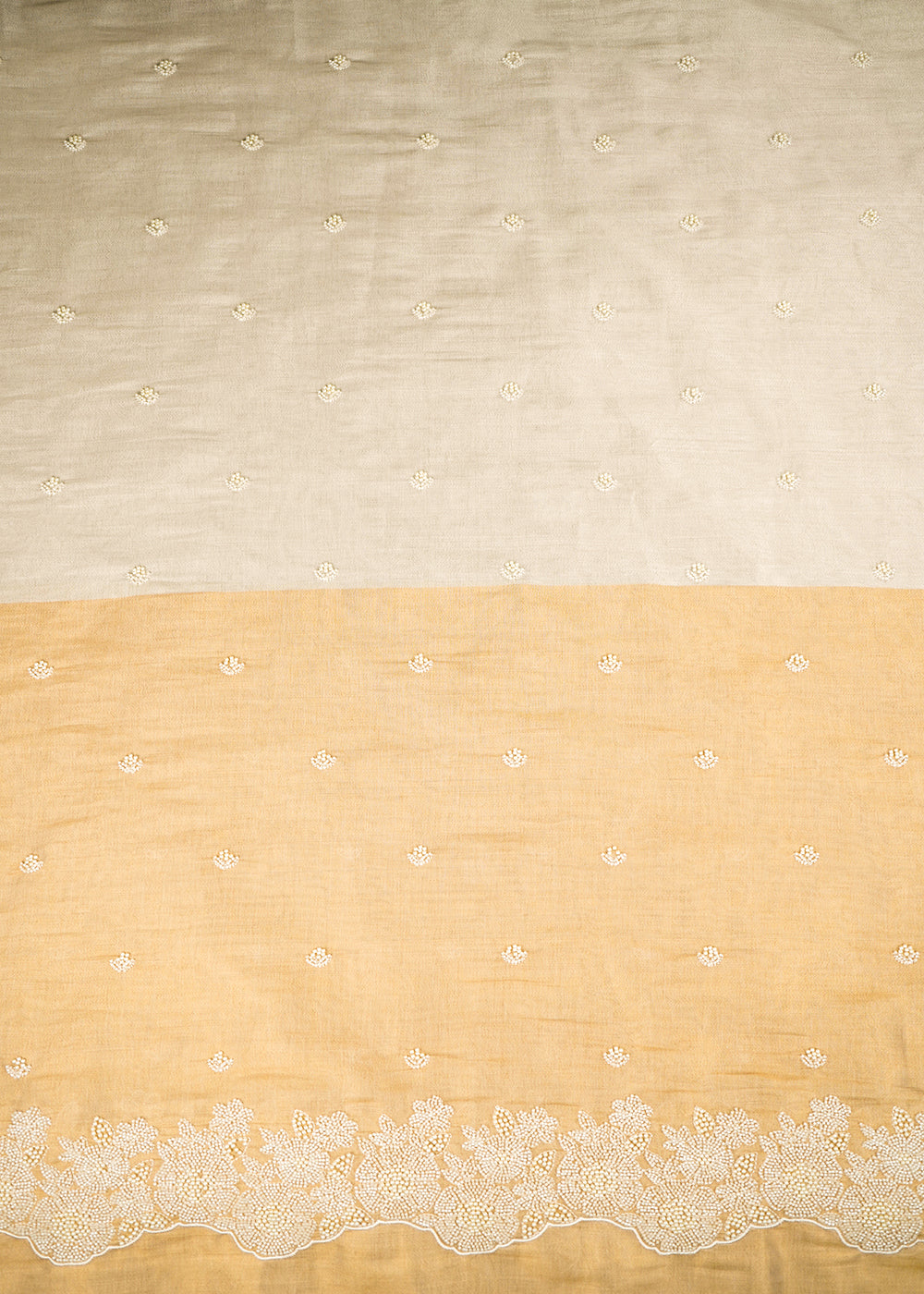 Golden-And-Silver-Tissue-Fabric-With-All-Over-Buti-Of-Bead-And-Pearl-Work-With-One-Side-Border-22334-work-view