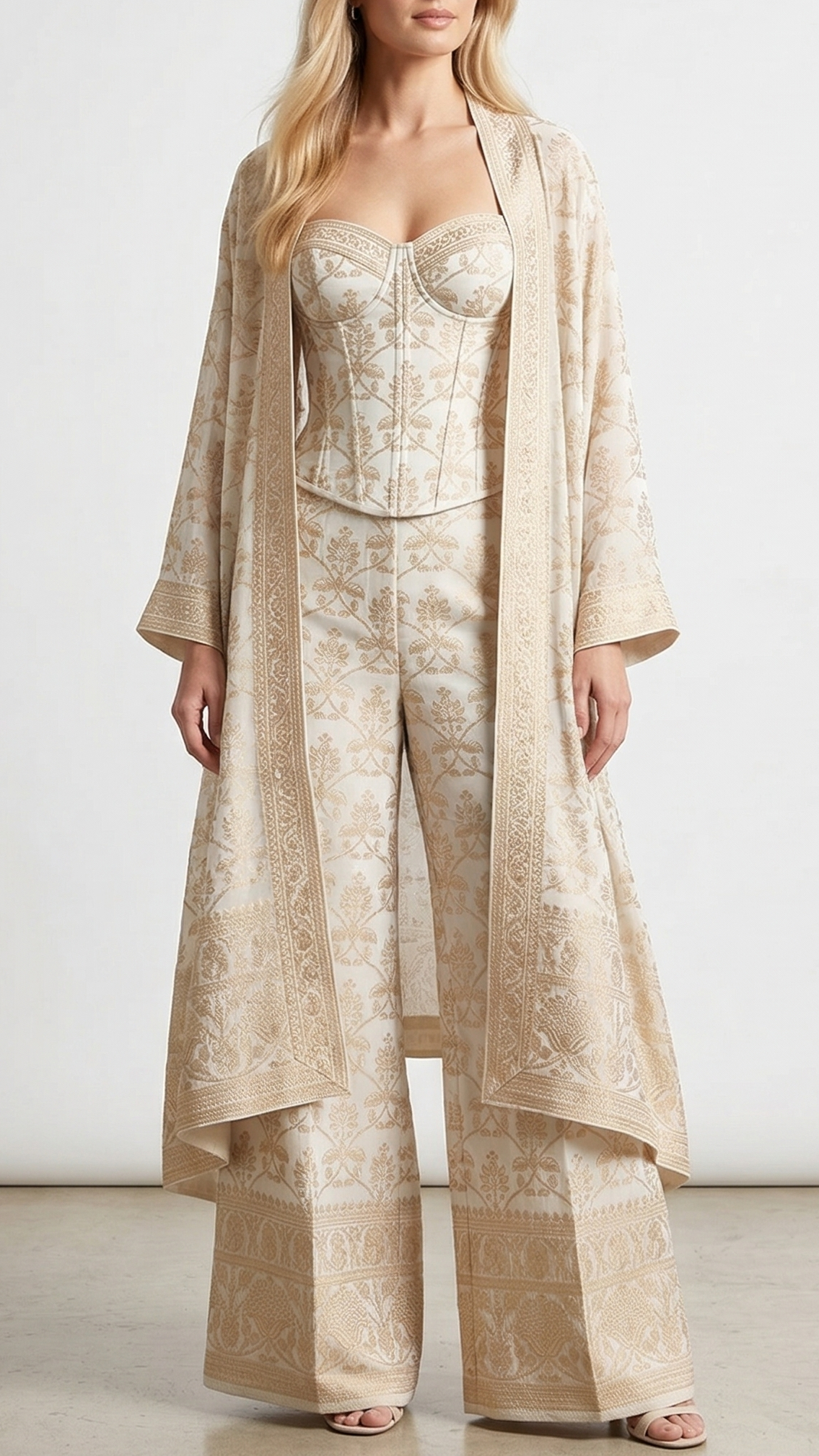 White Dyeable Georgette Fabric With All Over Zari Handloom With One Side Border 22346