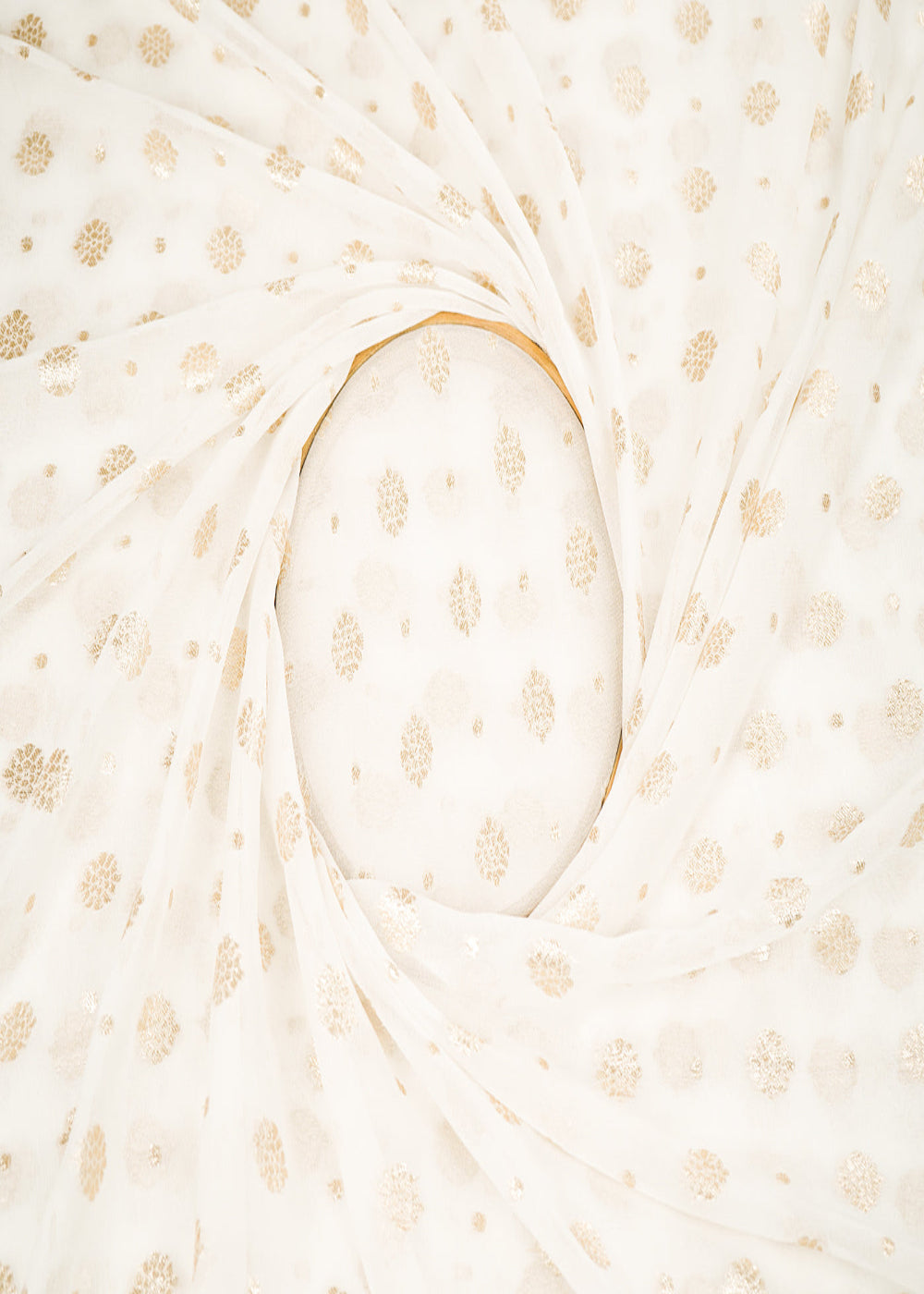 White-Dyeable-Georgette-Fabric-With-All-Over-Buti-Of-Golden-Zari-Handloom-22359-close-view