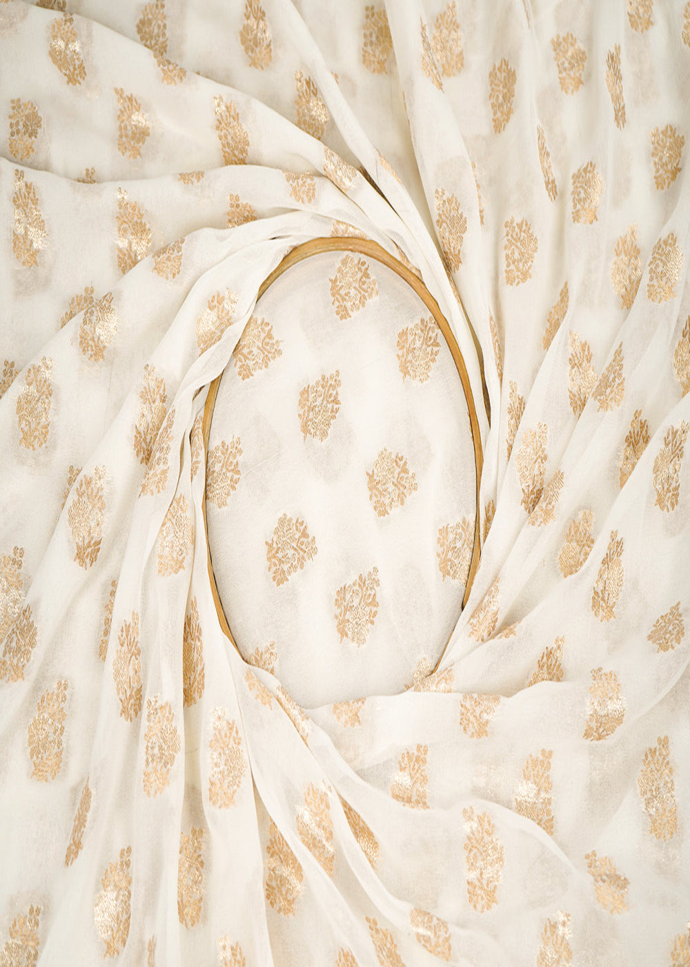 White-Dyeable-Georgette-Fabric-With-All-Over-Golden-Zari-Handloom-22362-close-view