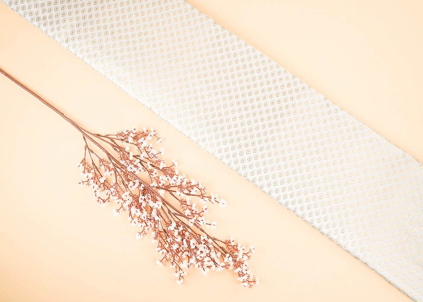 White Dyeable Chanderi Fabric With Allover Zari Handloom 22385