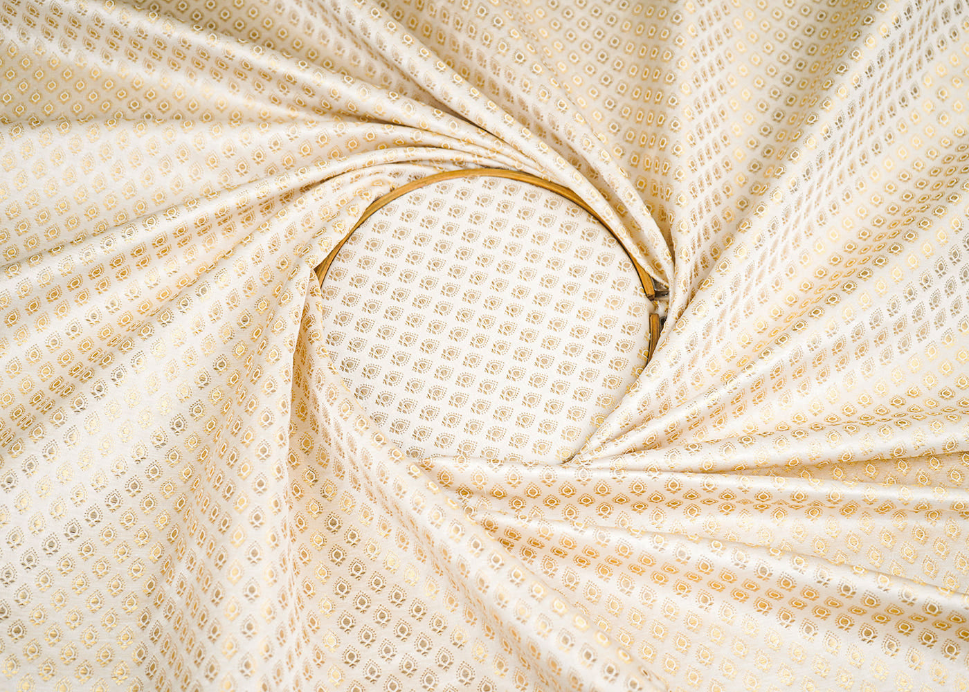 White Dyeable Chanderi Fabric With Allover Zari Handloom 22385