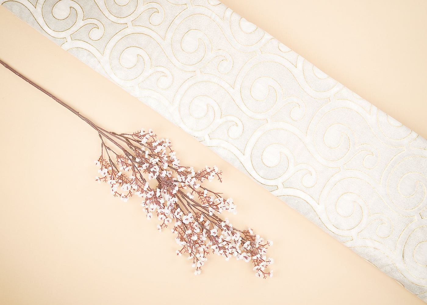 White Dyeable Chanderi Fabric With Allover Zari Handloom 22390