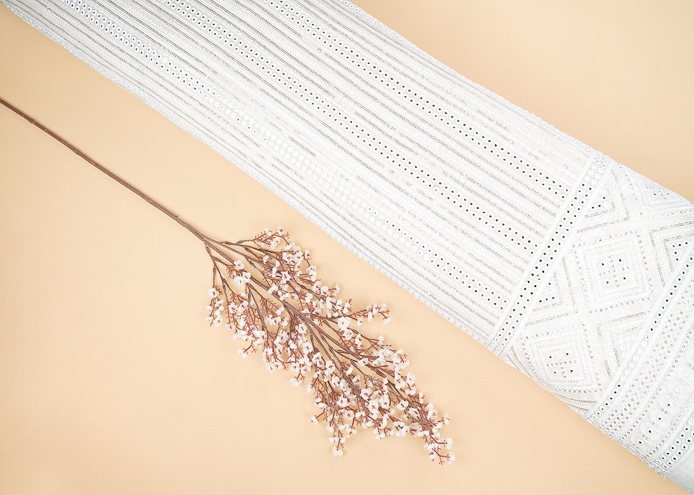 White-Dyeable-Georgette-Fabric-With-Allover-Thread-Sequins-And-Faux-Mirror-Work-With-One-Side-Border-22407