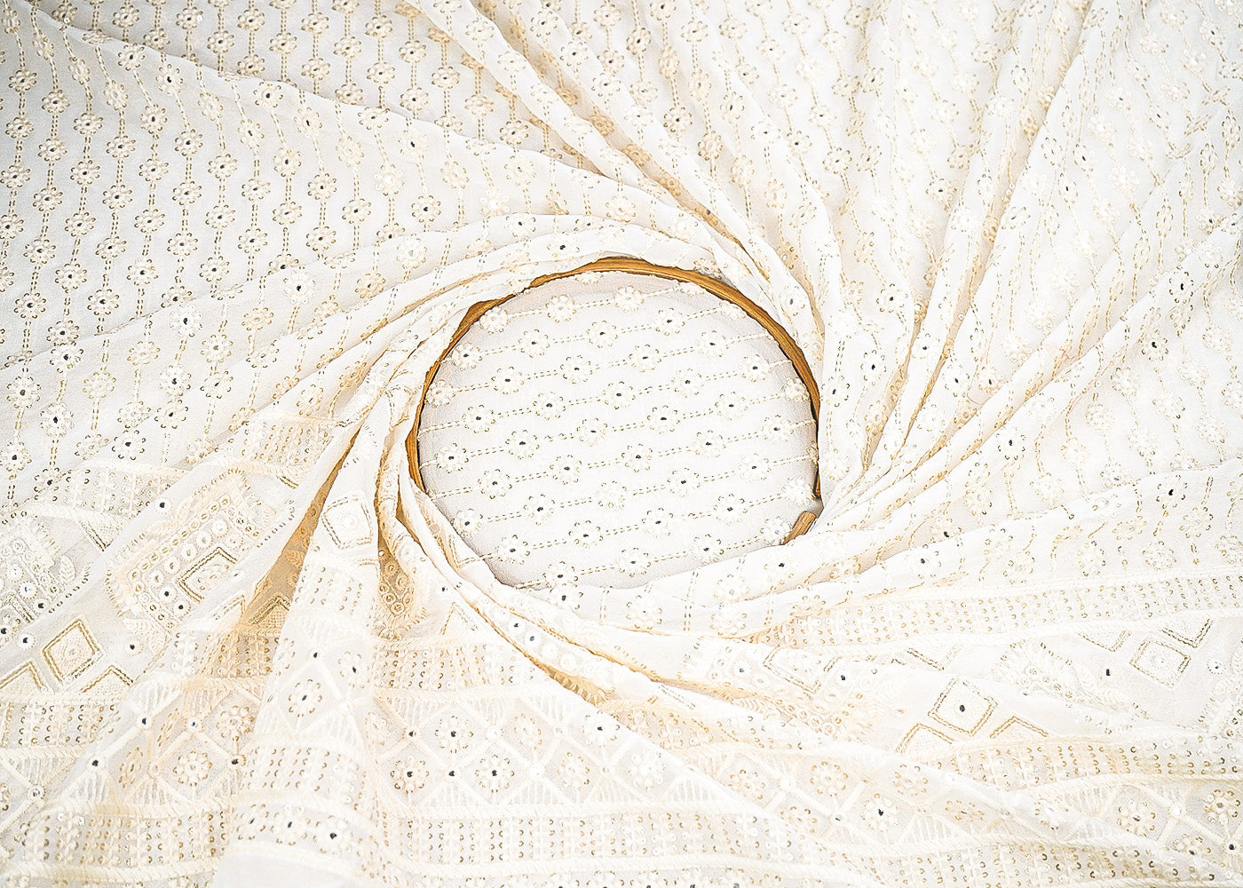 White-Dyeable-Georgette-Fabric-With-Allover-Thread-Sequins-And-Faux-Mirror-Work-With-One-Side-Border-22408-close-view