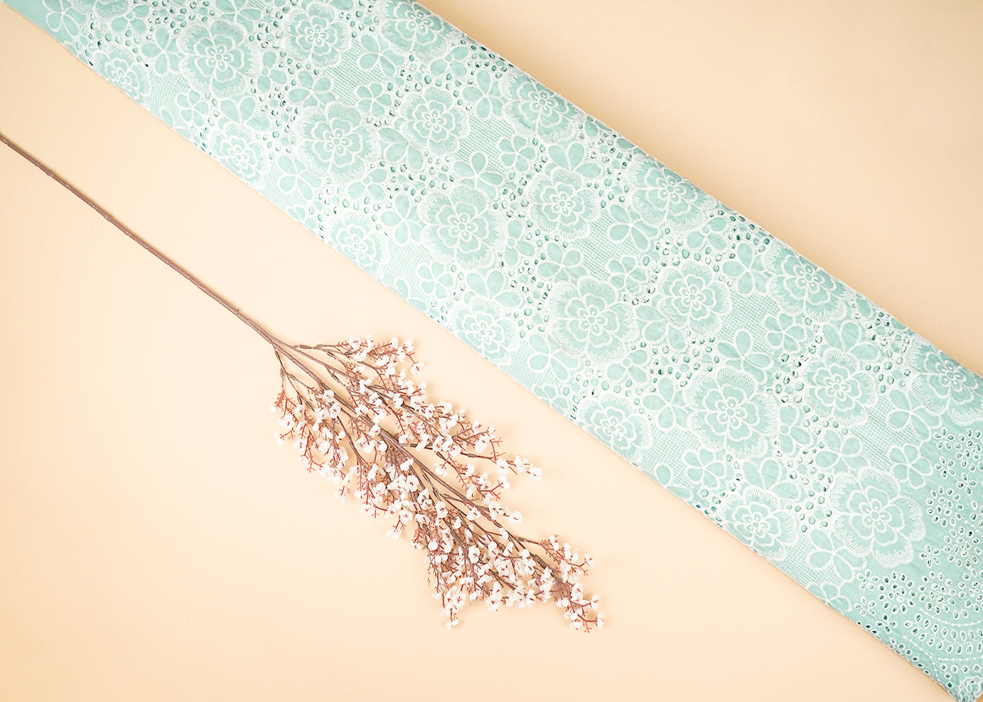 Sea-Green-Cotton-Fabric-With-Allover-Thread-And-Cutwork-With-One-Side-Scalloped-Border-22425
