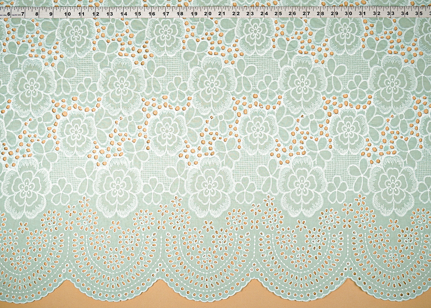 Sea-Green-Cotton-Fabric-With-Allover-Thread-And-Cutwork-With-One-Side-Scalloped-Border-22425-measurement-view