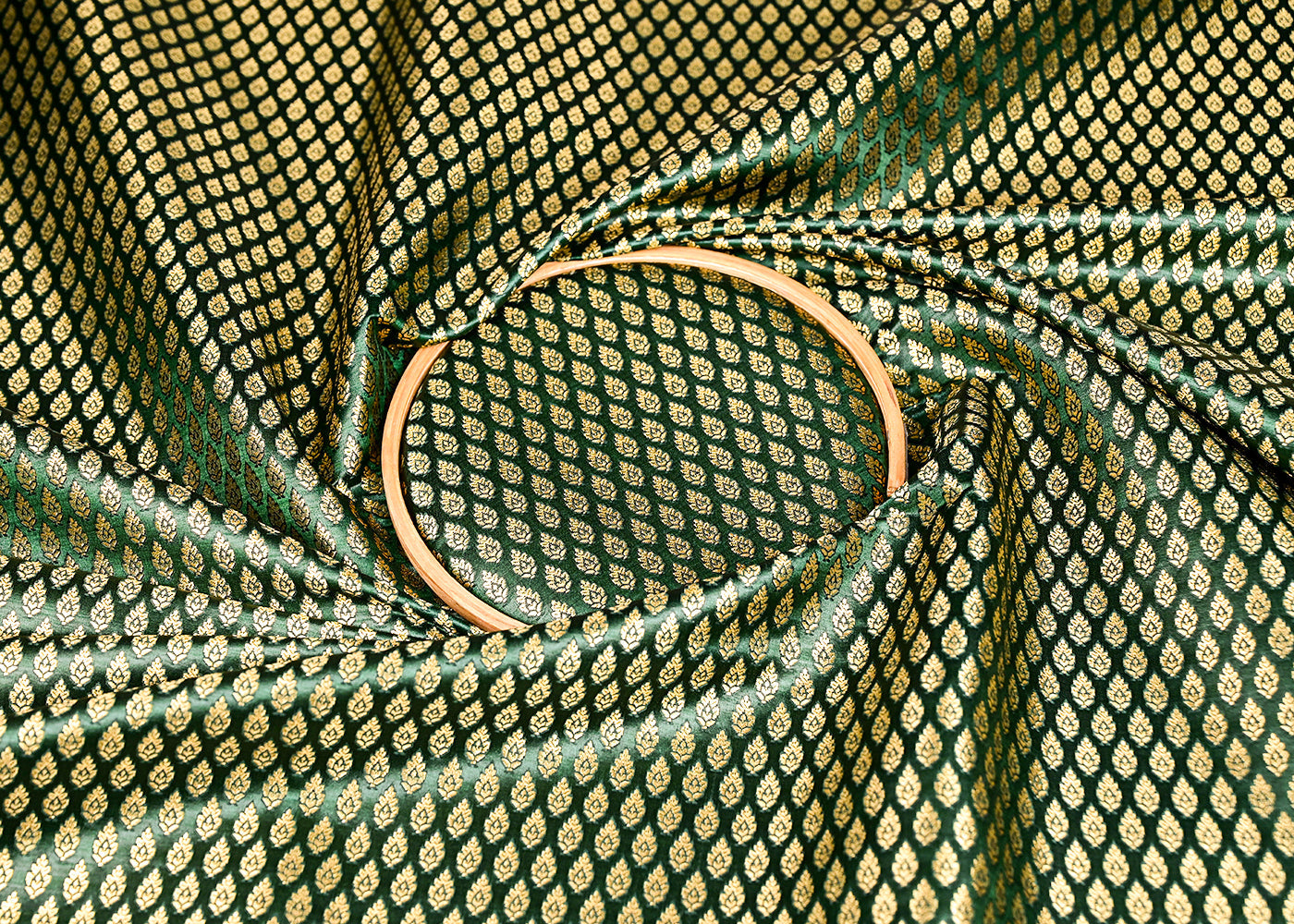 Bottle-Green-Banarasi-Brocade-Fabric-With-Allover-Golden-Zari-Handloom-22430-close-view