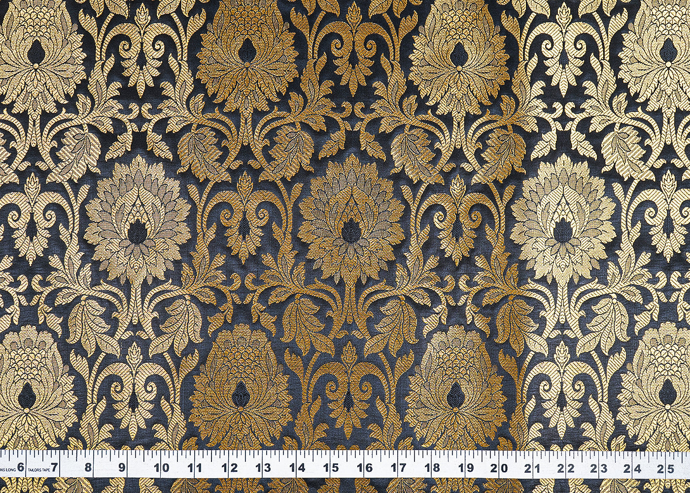 Black-Banarasi-Brocade-Fabric-With-Allover-Golden-Zari-Handloom-22444-measurement-view