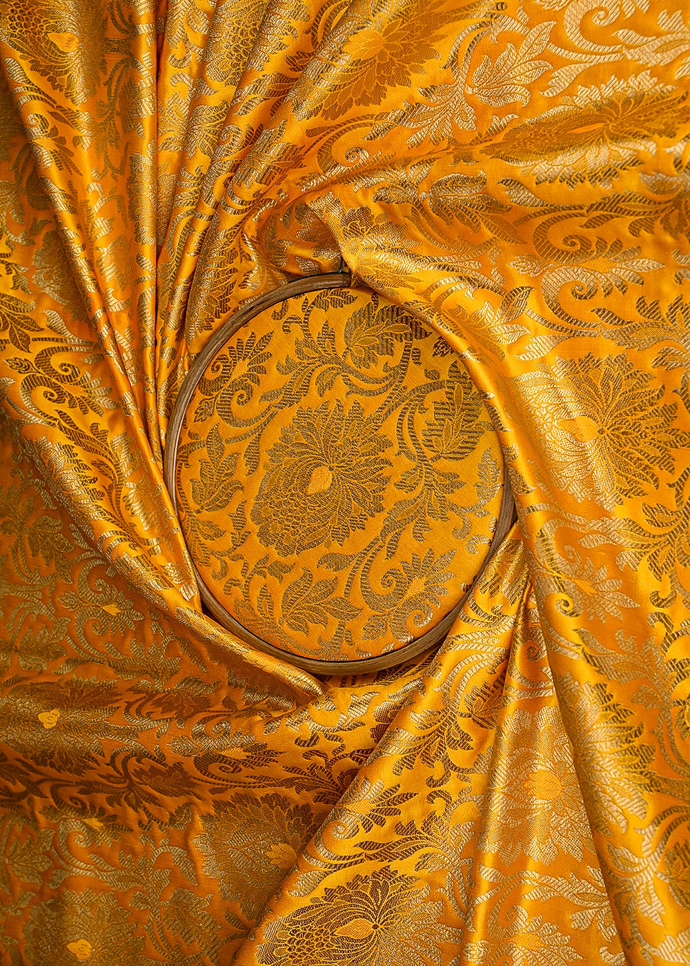 Yellow-Banarasi-Brocade-Fabric-With-All-Over-Golden-Zari-Handloom-22451-close-view