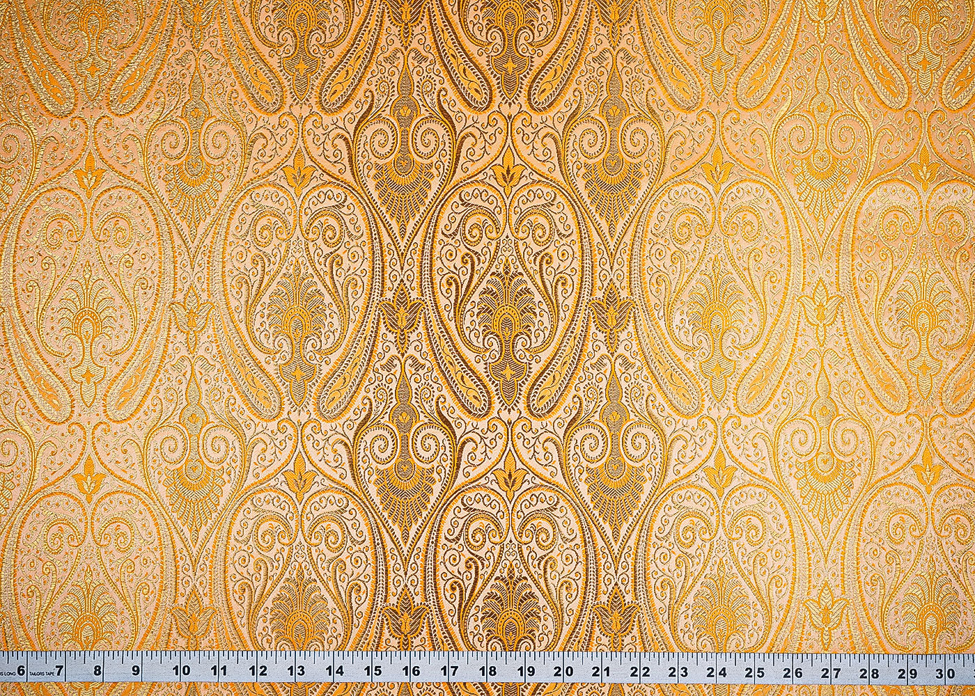 Peach-Banarasi-Brocade-Fabric-With-Allover-Golden-Zari-Handloom-22460-measurement-view