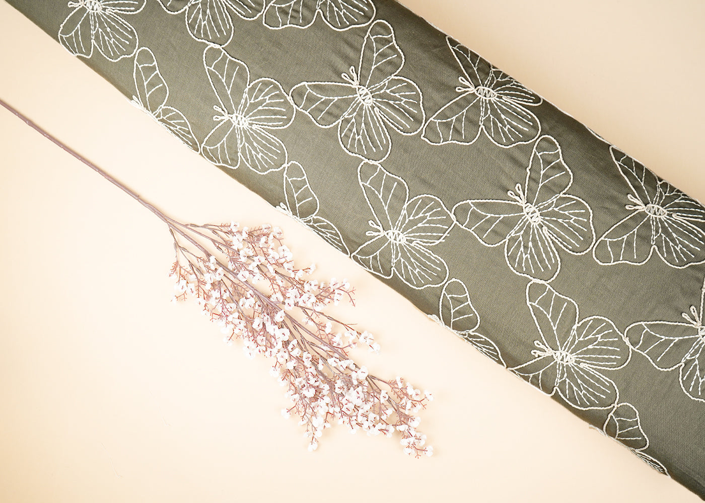 Mehendi-Green-Cotton-Linen-Fabric-With-Allover-Dori-And-Thread-Work-22477