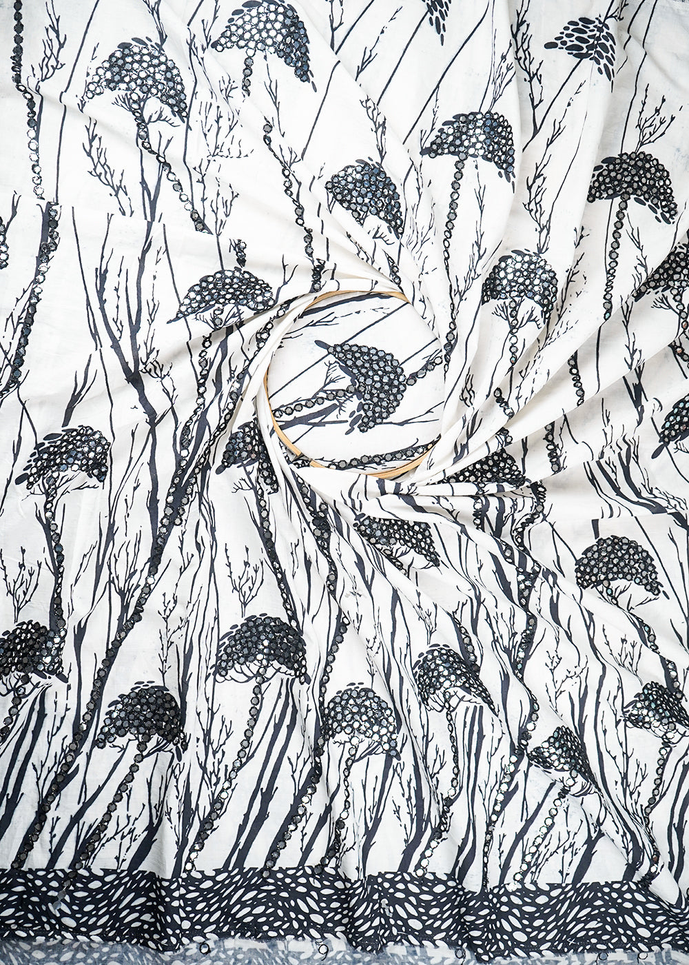 White-Cotton-Fabric-With-Allover-Thread-And-Faux-Mirror-Work-With-One-Side-Border-22480-close-view
