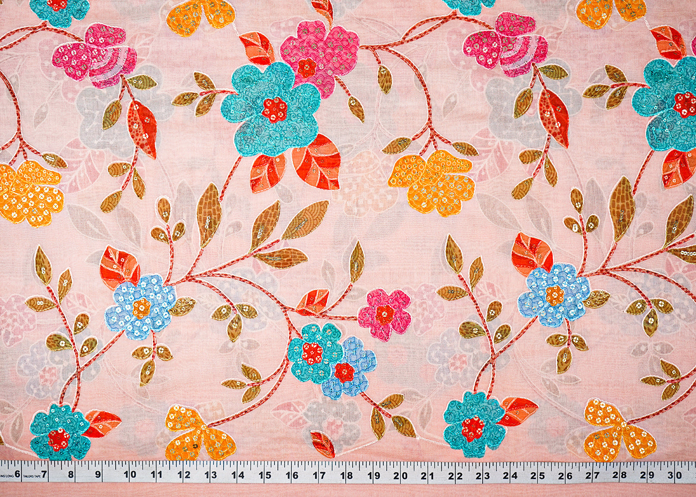 Peach-Muslin-Fabric-With-Allover-Sequins-And-Thread-Work-22484-measurement-view
