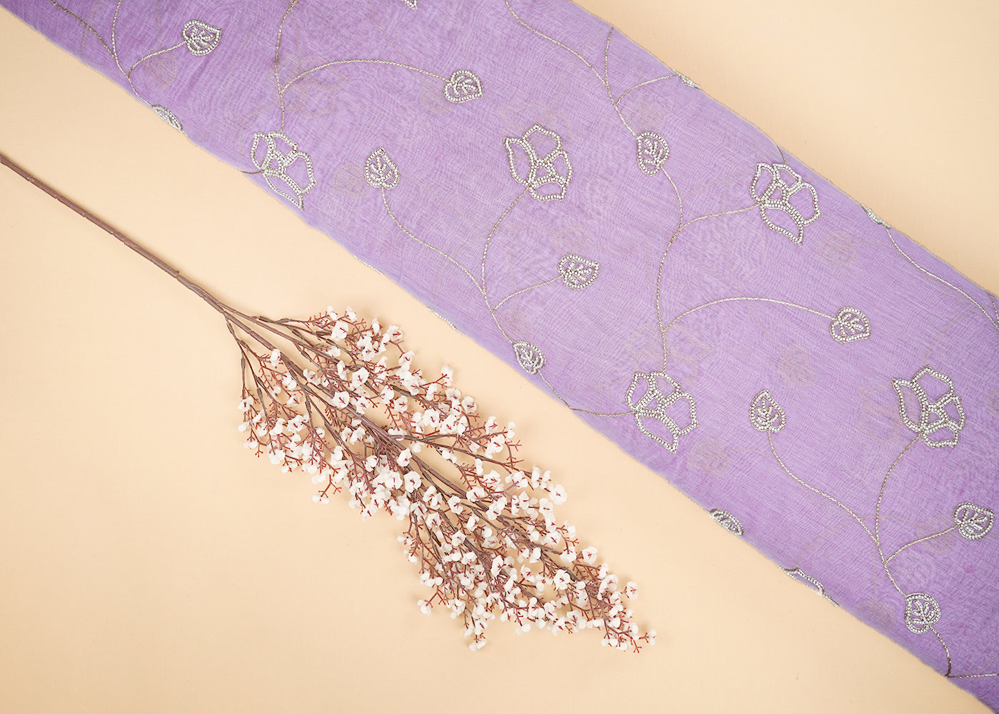 Lavender-Chanderi-Fabric-With-All-Over-Floral-Bead-And-Zari-Work-22490