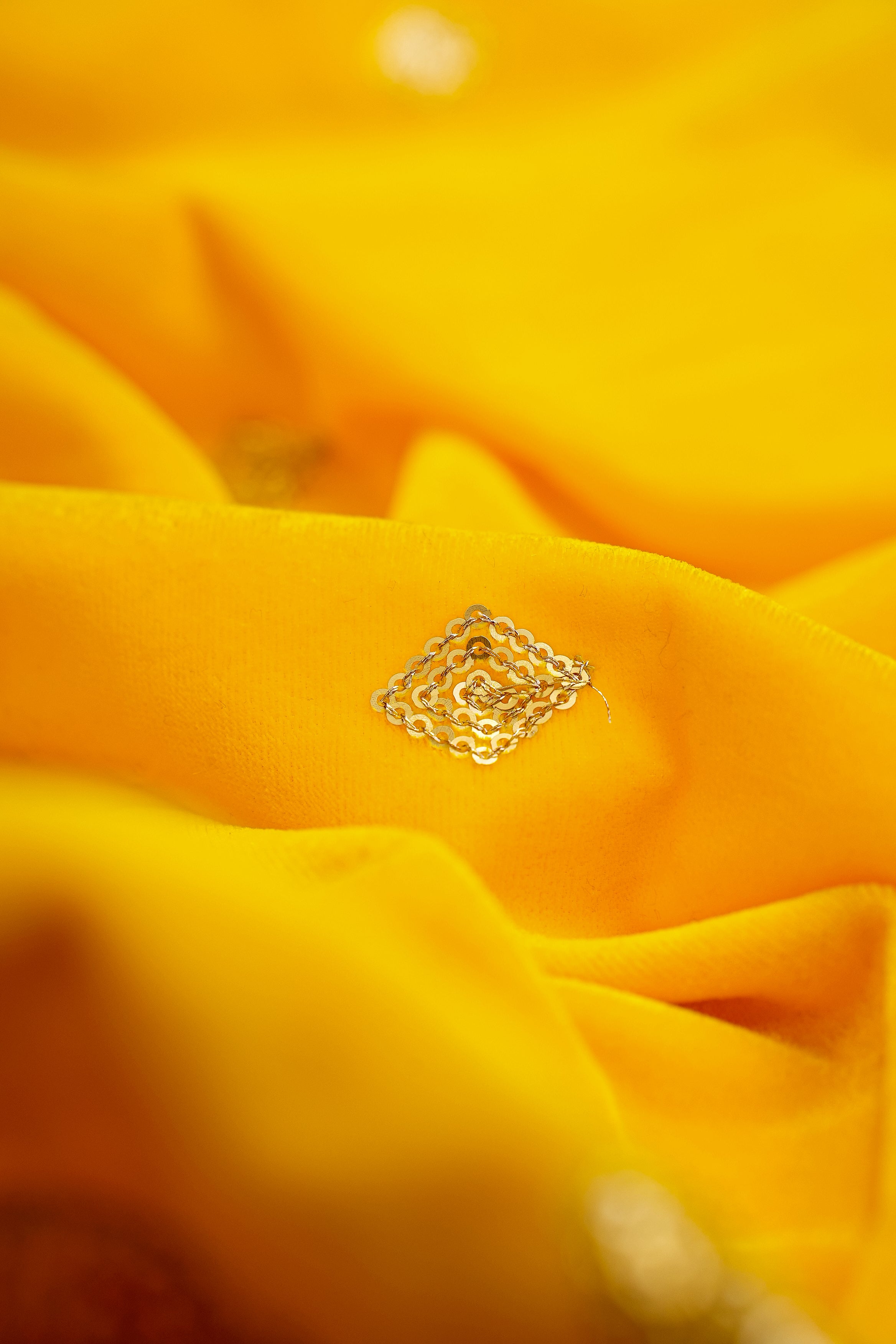 Bright Yellow Dupatta With Sequins Butti Work