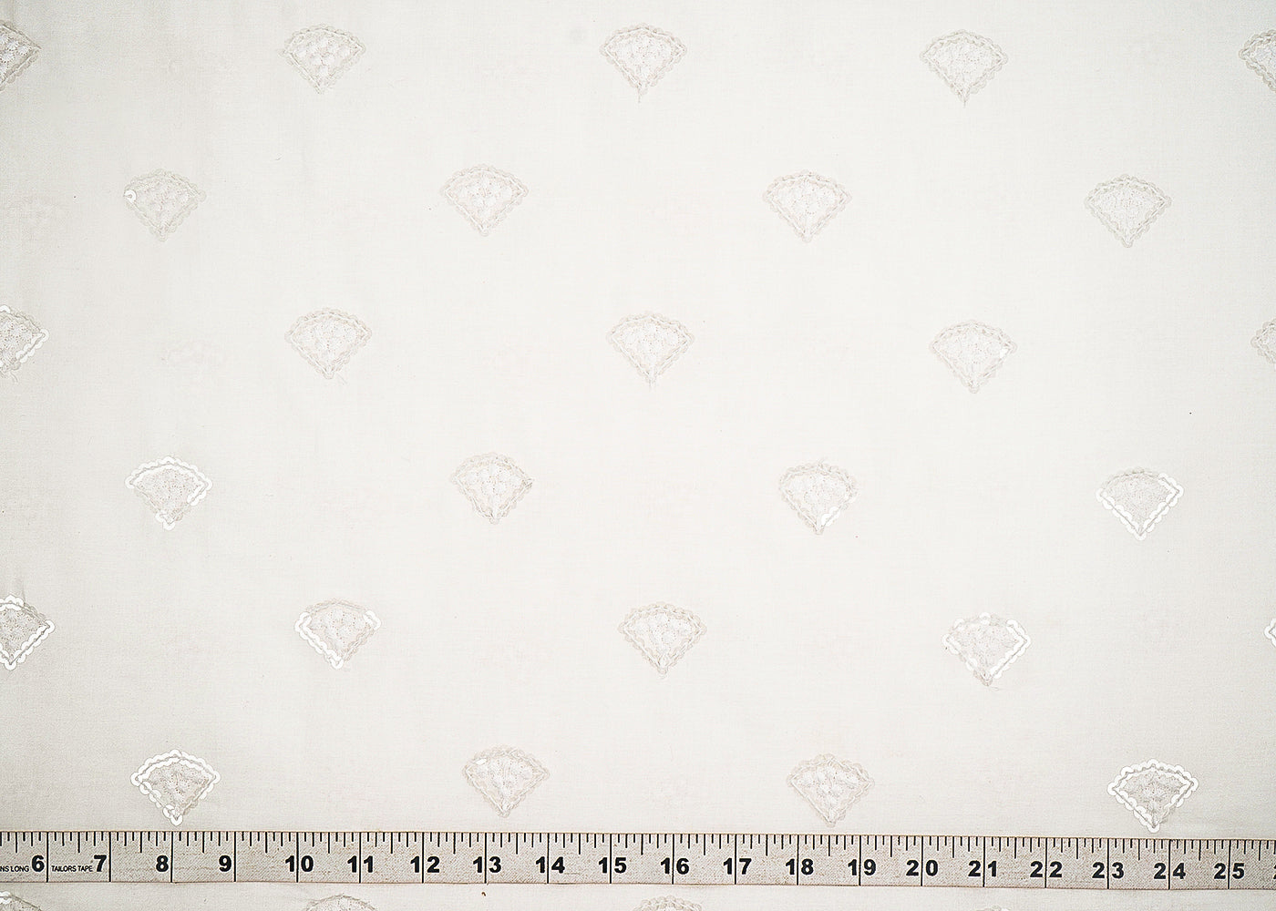 White Dyeable Cotton Fabric With Allover Zari, Sequins And Thread Work 22500